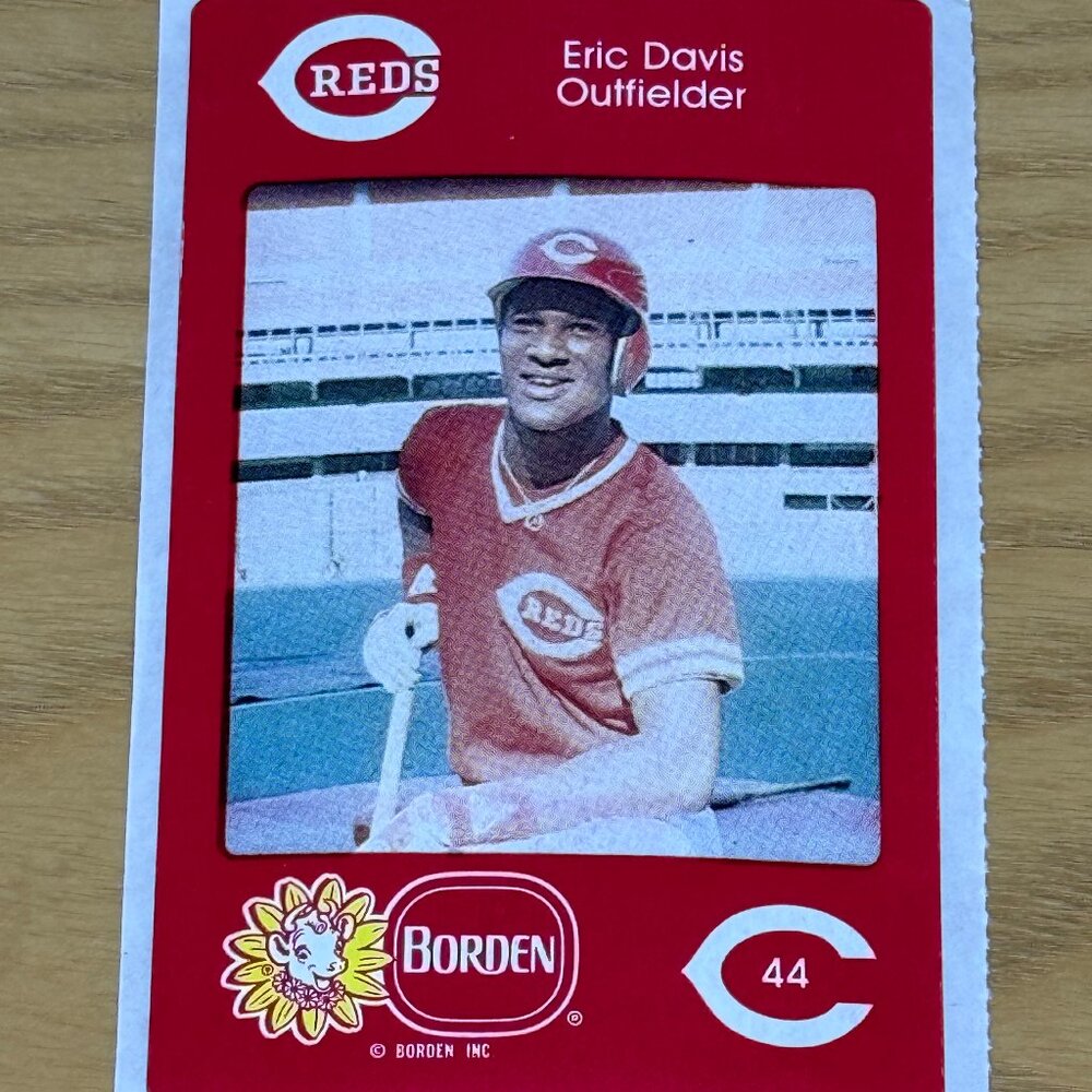 1984 Borden Dairy Sticker Eric Davis Super Rare Cincinnati Reds Baseball New